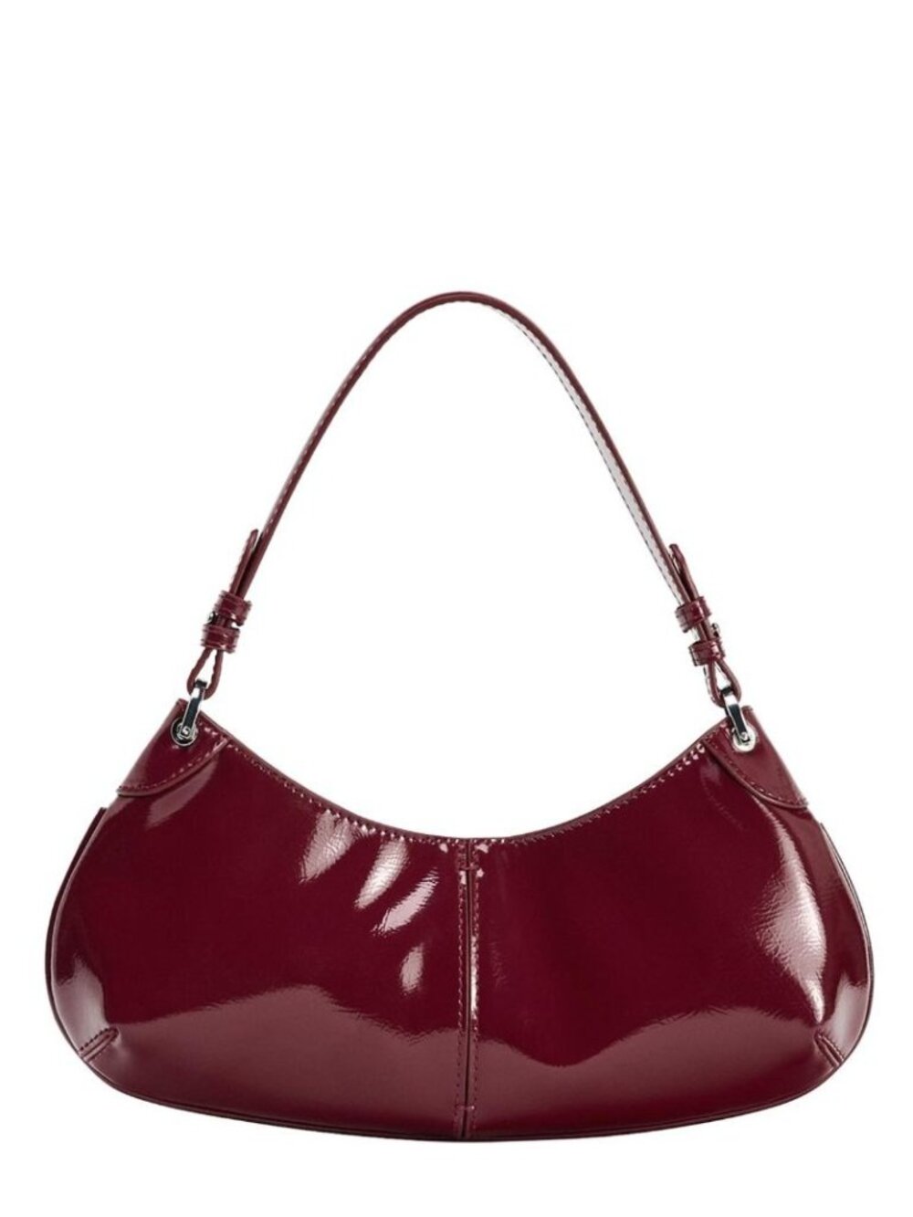 Zara Burgundy Patent Leather Mini Shoulder Bag Y2K
